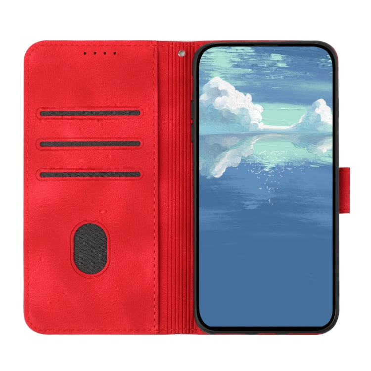 For OnePlus 11 Line Pattern Skin Feel Leather Phone Case(Red) - OnePlus Cases by buy2fix | Online Shopping UK | buy2fix