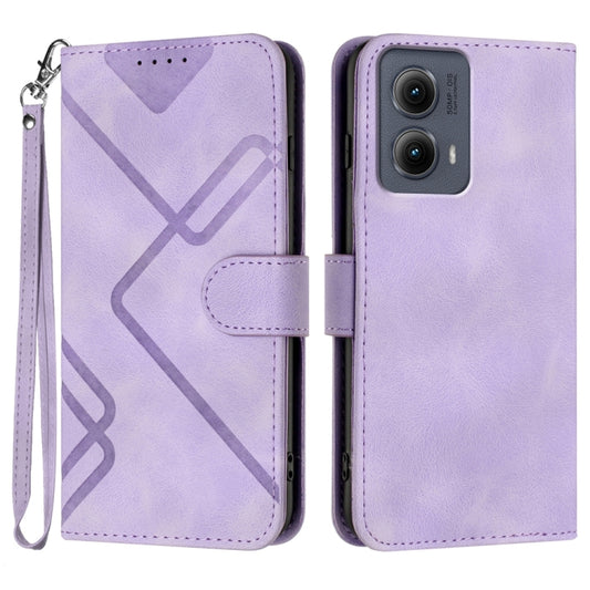 For Motorola Edge 5G 2024 Line Pattern Skin Feel Leather Phone Case(Light Purple) - Motorola Cases by buy2fix | Online Shopping UK | buy2fix