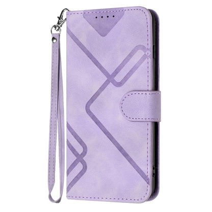 For Motorola Moto G Power 5G 2024 Line Pattern Skin Feel Leather Phone Case(Light Purple) - Motorola Cases by buy2fix | Online Shopping UK | buy2fix