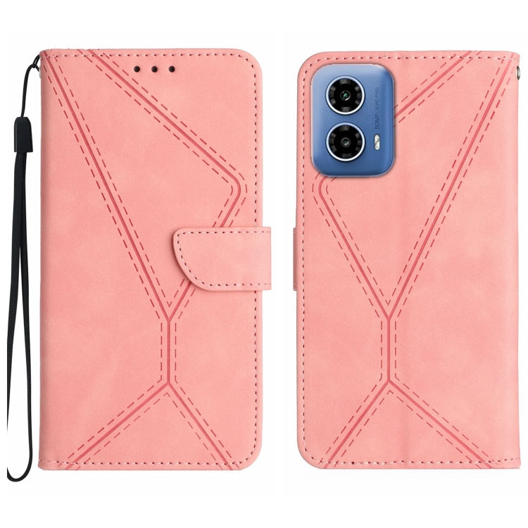 For Motorola Moto G34 5G Stitching Embossed Leather Phone Case(Pink) - Motorola Cases by buy2fix | Online Shopping UK | buy2fix