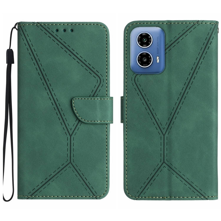 For Motorola Moto G Stylus 5G 2024 Stitching Embossed Leather Phone Case(Green) - Motorola Cases by buy2fix | Online Shopping UK | buy2fix