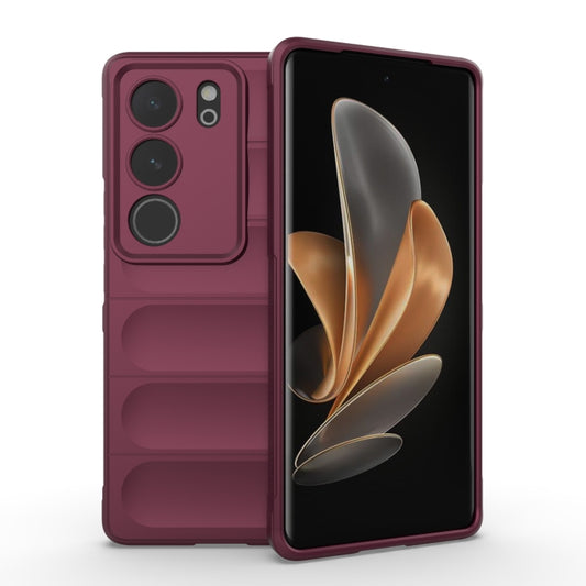 For vivo S17 Magic Shield TPU + Flannel Phone Case(Wine Red) - vivo Cases by buy2fix | Online Shopping UK | buy2fix