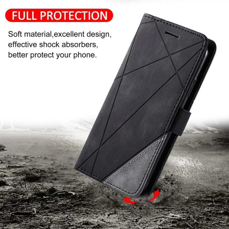 For Xiaomi Redmi 13C Skin Feel Splicing Leather Phone Case(Black) - 13C Cases by buy2fix | Online Shopping UK | buy2fix