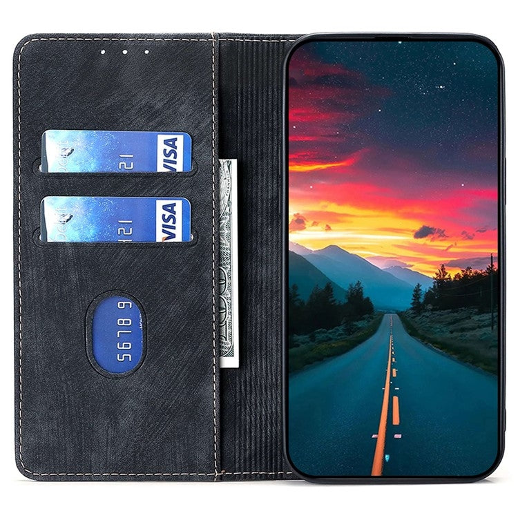 For Xiaomi 14 Pro RFID Anti-theft Brush Magnetic Leather Phone Case(Black) - 14 Pro Cases by buy2fix | Online Shopping UK | buy2fix