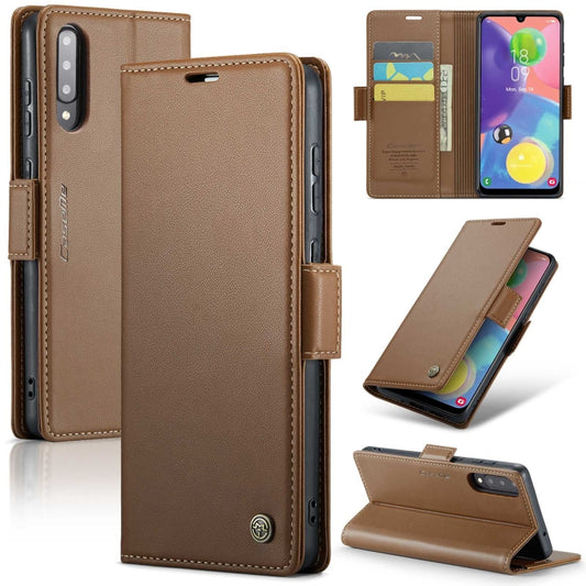 For Samsung Galaxy A70/A70s CaseMe 023 Butterfly Buckle Litchi Texture RFID Anti-theft Leather Phone Case(Brown) - Galaxy Phone Cases by CaseMe | Online Shopping UK | buy2fix