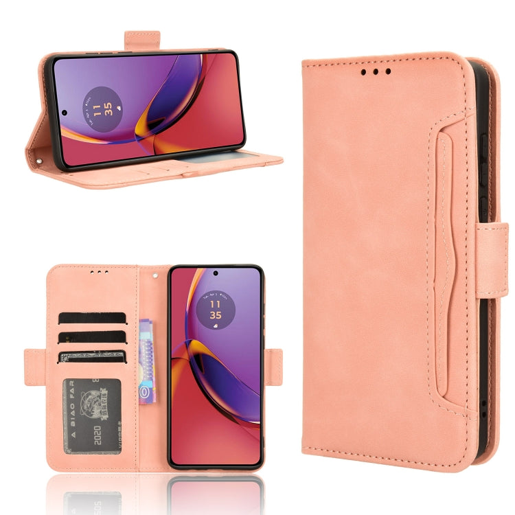 For Motorola Moto G84 5G Skin Feel Calf Texture Card Slots Leather Phone Case(Pink) - Motorola Cases by buy2fix | Online Shopping UK | buy2fix