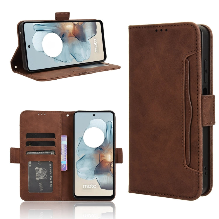 For Motorola Moto G Power 5G 2024 Skin Feel Calf Texture Card Slots Leather Phone Case(Brown) - Motorola Cases by buy2fix | Online Shopping UK | buy2fix