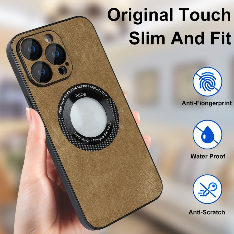 For iPhone 13 Pro Max Skin Feel Leather MagSafe Magnetic Phone Case(Brown) - iPhone 13 Pro Max Cases by buy2fix | Online Shopping UK | buy2fix