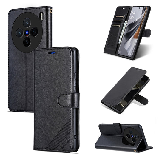 For vivo X200 AZNS Sheepskin Texture Flip Leather Phone Case(Black) - X200 Cases by AZNS | Online Shopping UK | buy2fix