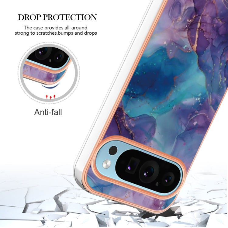 For Google Pixel 9 / 9 Pro Electroplating Marble Dual-side IMD Phone Case(Purple 016) - Google Cases by buy2fix | Online Shopping UK | buy2fix