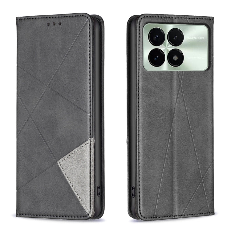 For Xiaomi Redmi K70 / K70 Pro Rhombus Texture Magnetic Leather Phone Case(Black) - K70 Pro Cases by buy2fix | Online Shopping UK | buy2fix