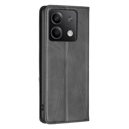 For Xiaomi Redmi Note 13 4G Global Rhombus Texture Magnetic Leather Phone Case(Black) - Note 13 Cases by buy2fix | Online Shopping UK | buy2fix