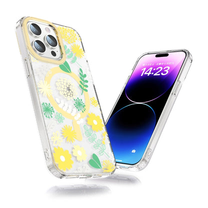 For iPhone 15 Pro MagSafe Magnetic TPU Phone Case(Yellow Chrysanthemum) - iPhone 15 Pro Cases by buy2fix | Online Shopping UK | buy2fix