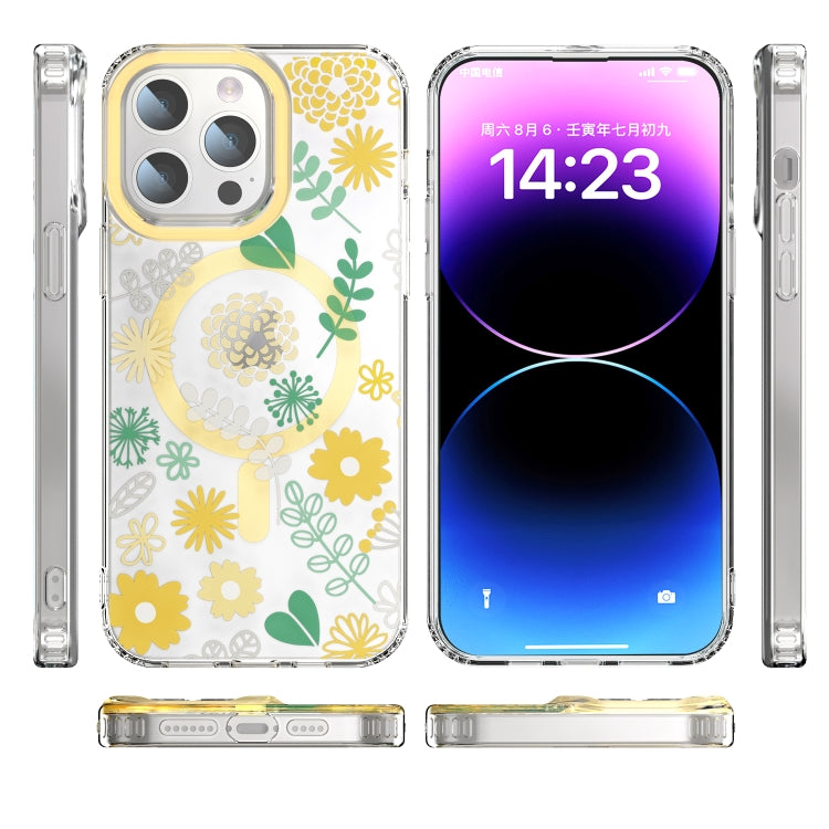 For iPhone 15 Pro MagSafe Magnetic TPU Phone Case(Yellow Chrysanthemum) - iPhone 15 Pro Cases by buy2fix | Online Shopping UK | buy2fix