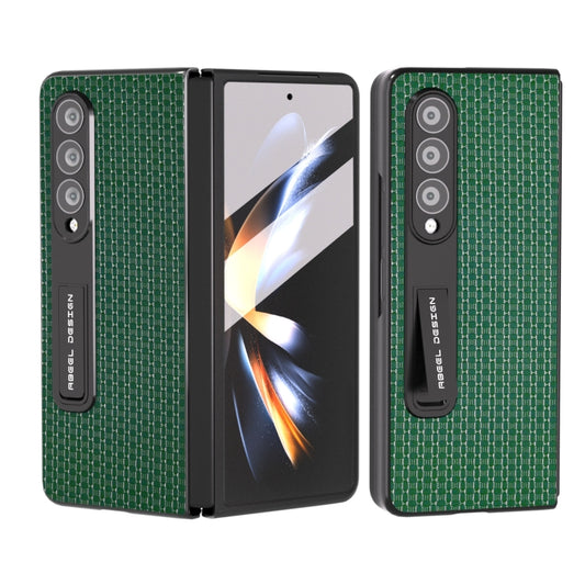 For Samsung Galaxy Z Fold3 5G Integrated Genuine Leather Luxury Series Phone Case with Holder(Night Green) - Galaxy Phone Cases by buy2fix | Online Shopping UK | buy2fix