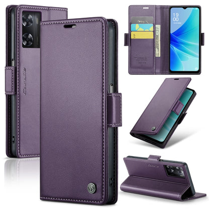 For OPPO A77s CaseMe 023 Butterfly Buckle Litchi Texture RFID Anti-theft Leather Phone Case(Pearly Purple) - OPPO Cases by CaseMe | Online Shopping UK | buy2fix