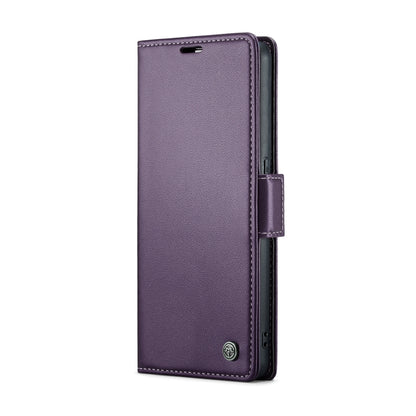 For OPPO Reno8 Lite Global CaseMe 023 Butterfly Buckle Litchi Texture RFID Anti-theft Leather Phone Case(Pearly Purple) - OPPO Cases by CaseMe | Online Shopping UK | buy2fix