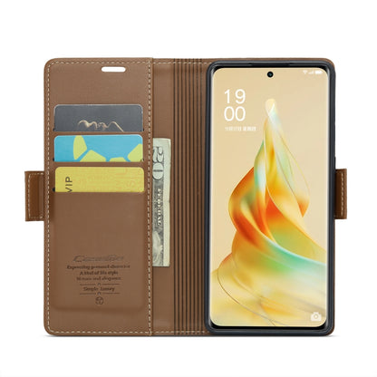 For OPPO Reno8 T 5G/A1 Pro 5G CaseMe 023 Butterfly Buckle Litchi Texture RFID Anti-theft Leather Phone Case(Brown) - OPPO Cases by CaseMe | Online Shopping UK | buy2fix