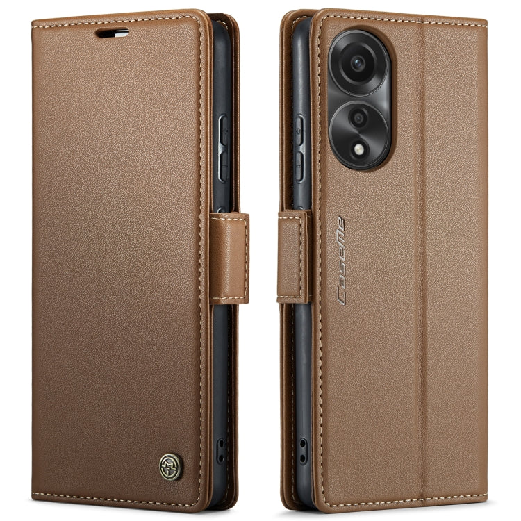 For OPPO A78 4G CaseMe 023 Butterfly Buckle Litchi Texture RFID Anti-theft Leather Phone Case(Brown) - OPPO Cases by CaseMe | Online Shopping UK | buy2fix