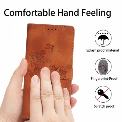 For iPhone 16 Flower Butterfly Embossing Pattern Leather Phone Case(Brown) - iPhone 16 Cases by buy2fix | Online Shopping UK | buy2fix