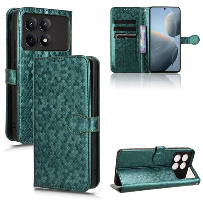 For Xiaomi Poco X6 Pro / Redmi K70E 5G Honeycomb Dot Texture Leather Phone Case(Green) - K70E Cases by buy2fix | Online Shopping UK | buy2fix