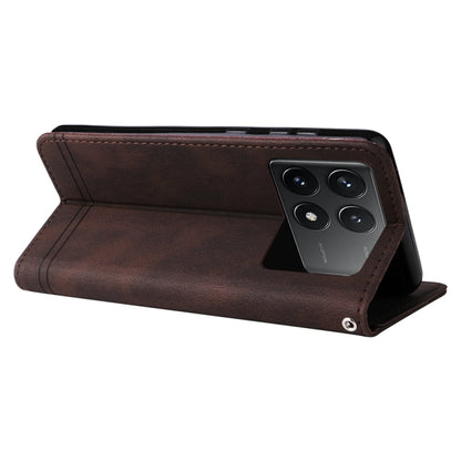 For Xiaomi Redmi K70 / K70 Pro Skin Feel Life Tree Metal Button Leather Phone Case(Brown) - K70 Pro Cases by buy2fix | Online Shopping UK | buy2fix