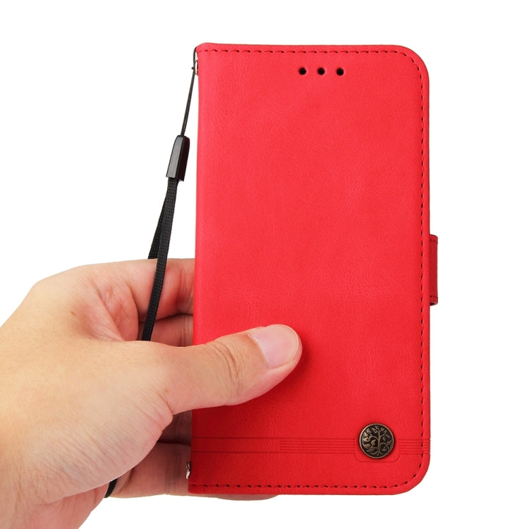 For Xiaomi Redmi Note13 Pro 5G Global Skin Feel Life Tree Metal Button Leather Phone Case(Red) - Note 13 Pro Cases by buy2fix | Online Shopping UK | buy2fix