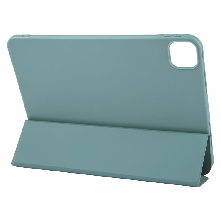 For iPad Air 11 2024 GEBEI 3-folding Holder Shockproof Flip Leather Tablet Case(Dark Green) - iPad Air 11 2024 Cases by GEBEI | Online Shopping UK | buy2fix