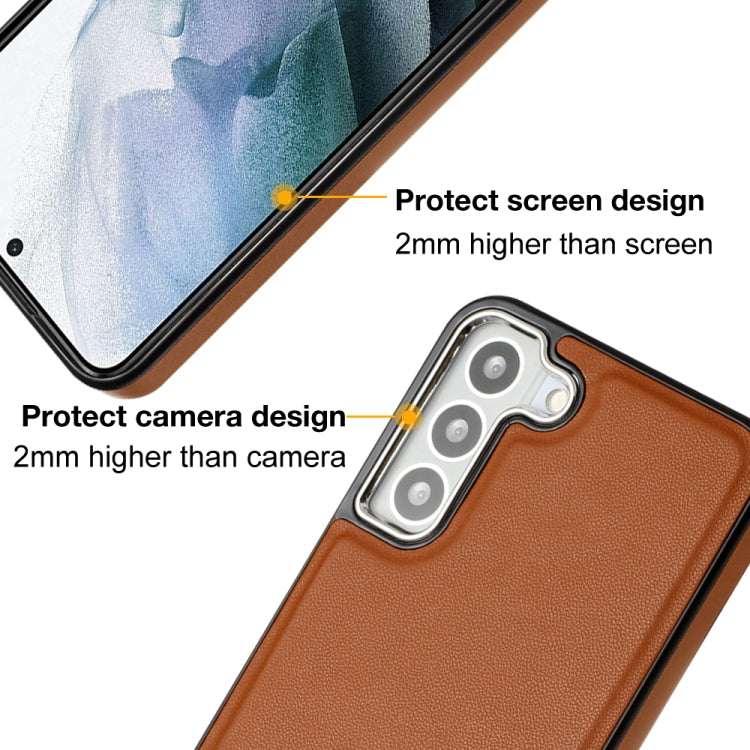 For Samsung Galaxy S23+ Leather Texture Full Coverage Phone Case(Brown) - Galaxy S23+ 5G Cases by buy2fix | Online Shopping UK | buy2fix