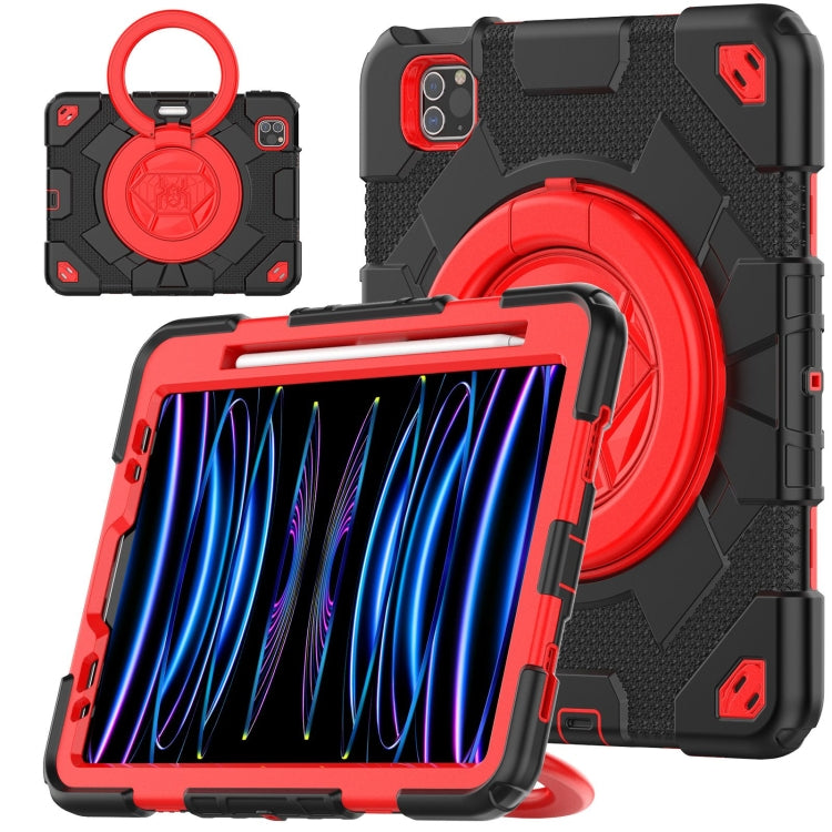 For iPad Pro 11 2022 / 2021 / 2020 Spider Rotation Handle Silicone Hybrid PC Tablet Case(Black Red) - iPad Pro 11 (2022/2021) Cases by buy2fix | Online Shopping UK | buy2fix