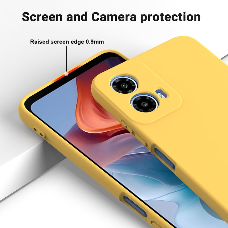 For Motorola Moto G34 Pure Color Liquid Silicone Shockproof Phone Case(Yellow) - Motorola Cases by buy2fix | Online Shopping UK | buy2fix