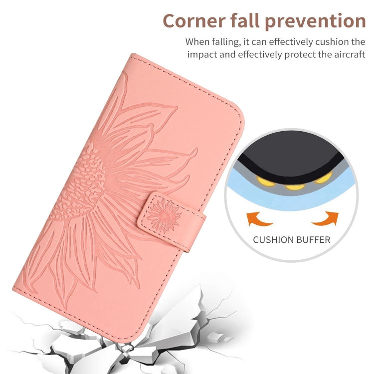 For iPhone SE 2024 Skin Feel Sun Flower Embossed Flip Leather Phone Case with Lanyard(Pink) - More iPhone Cases by buy2fix | Online Shopping UK | buy2fix