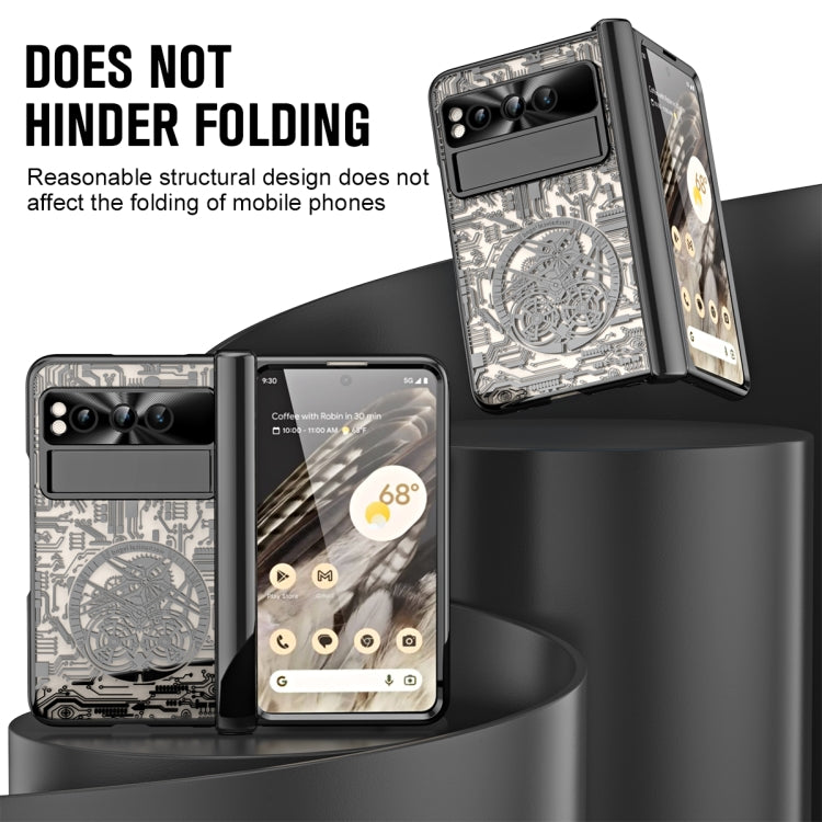 For Google Pixel Fold Mechanical Legend Integrated Electroplating All-inclusive Phone Case with Pen Slot(Black) - Google Cases by buy2fix | Online Shopping UK | buy2fix