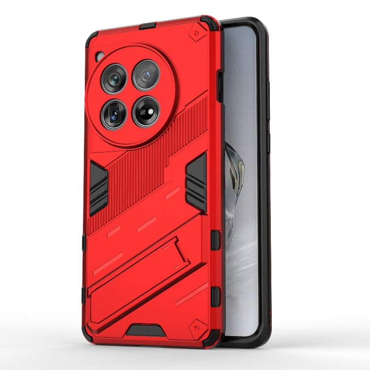 For OnePlus 12 5G Punk Armor 2 in 1 PC + TPU Phone Case with Holder(Red) - OnePlus Cases by buy2fix | Online Shopping UK | buy2fix