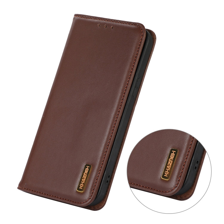 For iPhone 16 Pro Max KHAZNEH Nappa Top Layer Cowhide Leather Phone Case(Brown) - iPhone 16 Pro Max Cases by buy2fix | Online Shopping UK | buy2fix