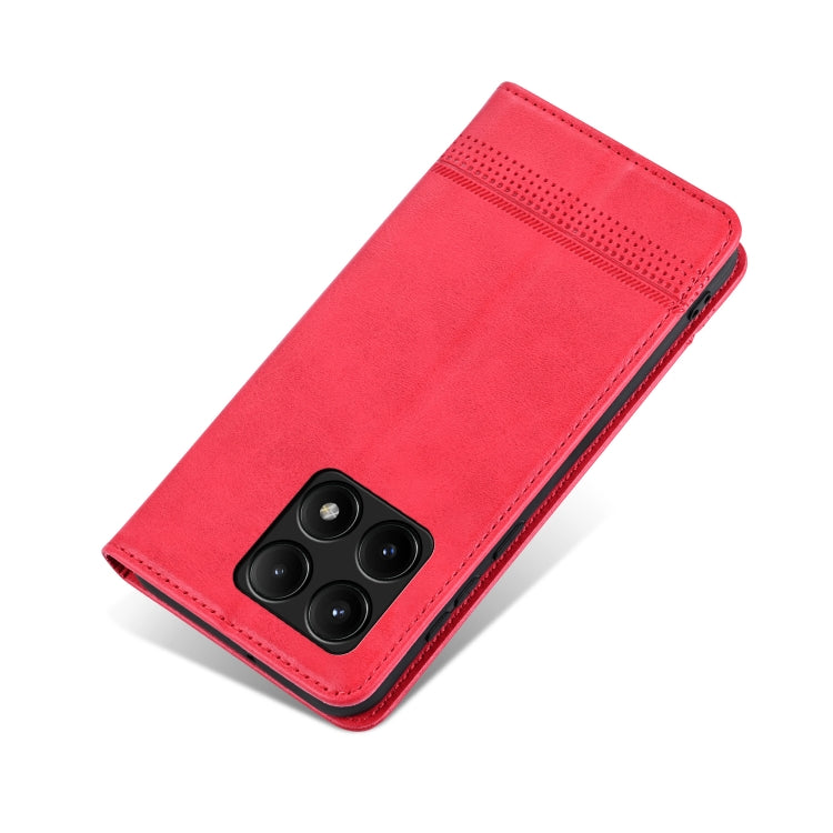 For Xiaomi Redmi K70/K70 Pro AZNS Magnetic Calf Texture Flip Leather Phone Case(Red) - K70 Pro Cases by AZNS | Online Shopping UK | buy2fix