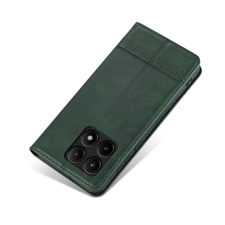 For Xiaomi Redmi K70/K70 Pro AZNS Magnetic Calf Texture Flip Leather Phone Case(Dark Green) - K70 Pro Cases by AZNS | Online Shopping UK | buy2fix