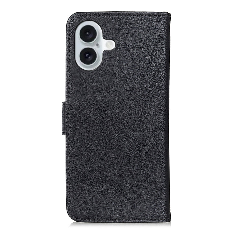 For iPhone 16 Plus KHAZNEH Cowhide Texture Horizontal Flip Leather Phone Case(Black) - iPhone 16 Plus Cases by buy2fix | Online Shopping UK | buy2fix