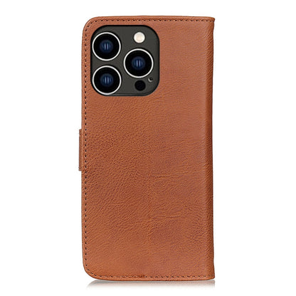 For iPhone 16 Pro KHAZNEH Cowhide Texture Horizontal Flip Leather Phone Case(Brown) - iPhone 16 Pro Cases by buy2fix | Online Shopping UK | buy2fix