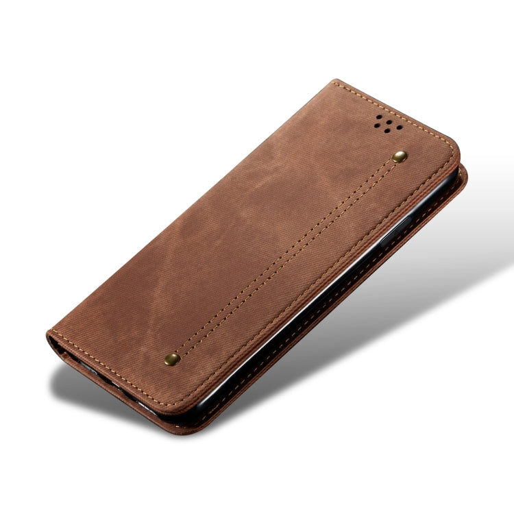 For Honor X6A Denim Texture Flip Leather Phone Case(Brown) - Honor Cases by buy2fix | Online Shopping UK | buy2fix