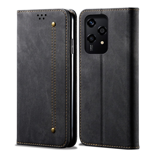 For Honor 200 Lite Global Denim Texture Flip Leather Phone Case(Black) - Honor Cases by buy2fix | Online Shopping UK | buy2fix