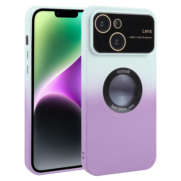 For iPhone 15 Gradient Silicone Shockproof Magsafe Phone Case with Lens Film(White Purple) - iPhone 15 Cases by buy2fix | Online Shopping UK | buy2fix