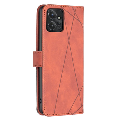 For Motorola Moto G Power 5G 2024 Magnetic Buckle Rhombus Texture Leather Phone Case(Brown) - Motorola Cases by buy2fix | Online Shopping UK | buy2fix