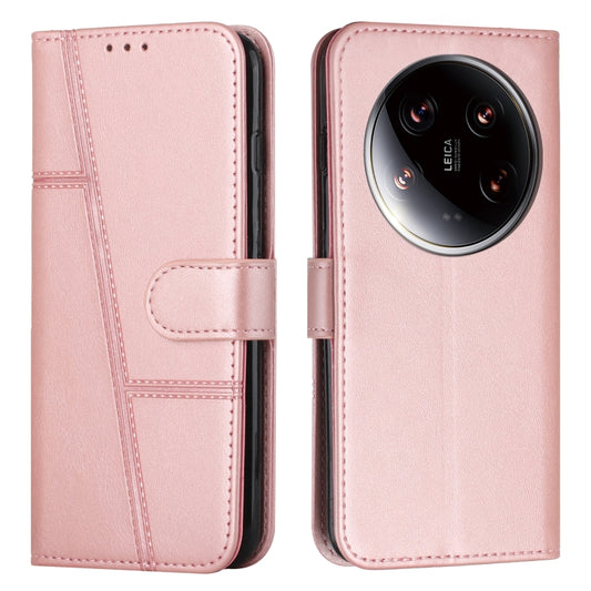 For Xiaomi 14 Ultra Stitching Calf Texture Buckle Leather Phone Case(Rose Gold) - 14 Ultra Cases by buy2fix | Online Shopping UK | buy2fix