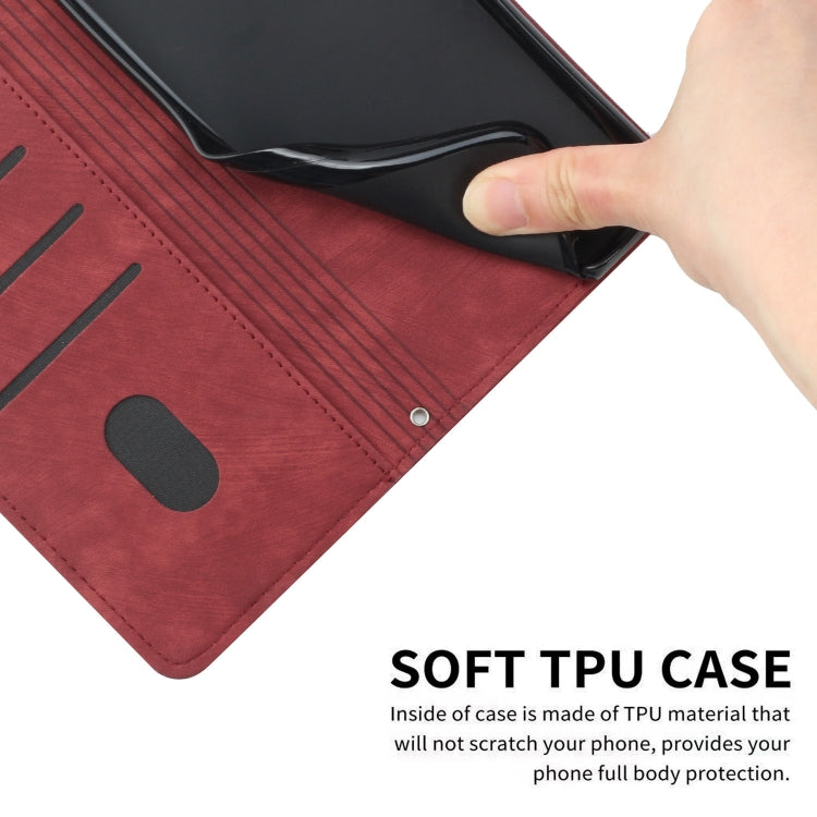 For Xiaomi Redmi K70 / K70 Pro Skin Feel Stripe Pattern Leather Phone Case with Long Lanyard(Red) - K70 Pro Cases by buy2fix | Online Shopping UK | buy2fix