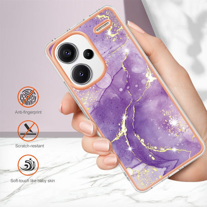 For Xiaomi Redmi Note 13 Pro+ 5G Electroplating Marble Dual-side IMD Phone Case(Purple 002) - Note 13 Pro+ Cases by buy2fix | Online Shopping UK | buy2fix