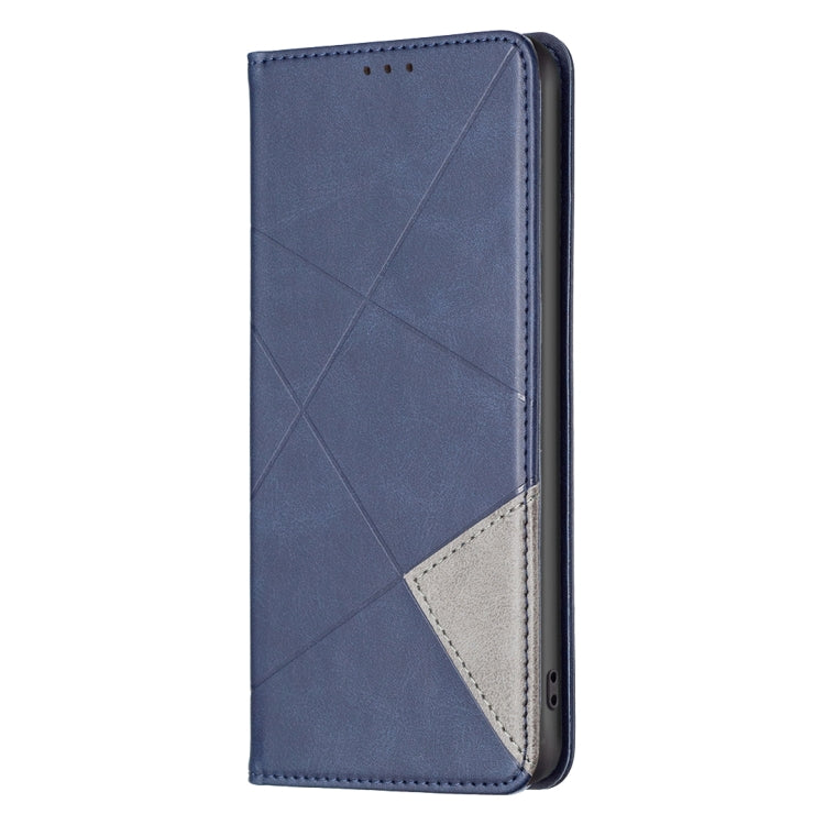 For iPhone 16 Plus Rhombus Texture Magnetic Leather Phone Case(Blue) - iPhone 16 Plus Cases by buy2fix | Online Shopping UK | buy2fix