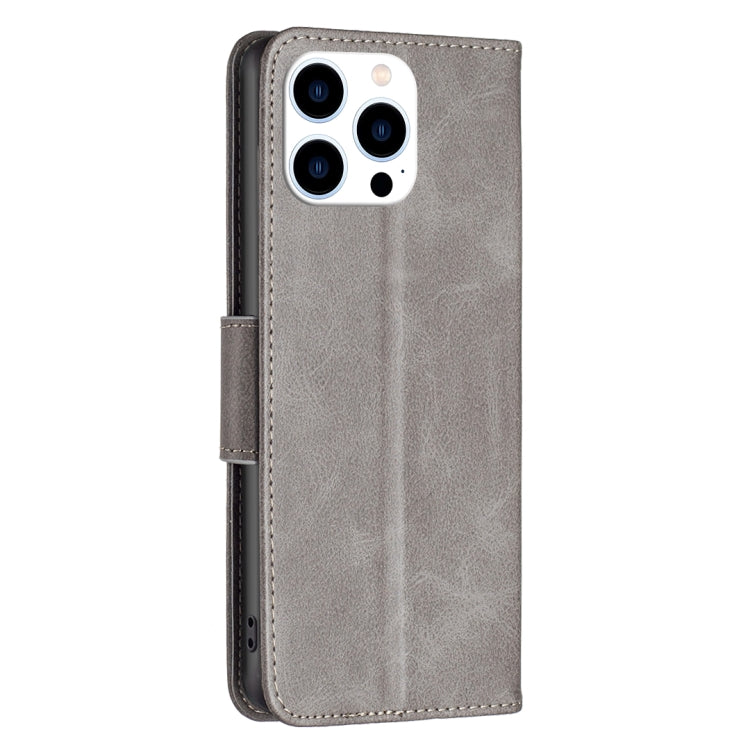 For iPhone 16 Pro Lambskin Texture Pure Color Flip Leather Phone Case(Grey) - iPhone 16 Pro Cases by buy2fix | Online Shopping UK | buy2fix