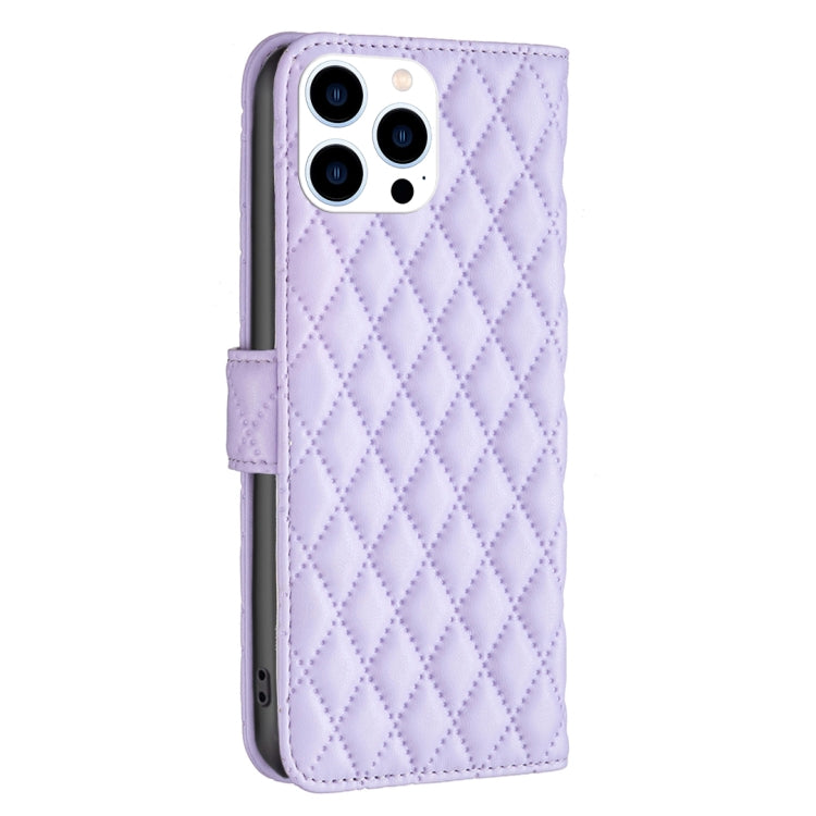 For iPhone 16 Pro Diamond Lattice Wallet Flip Leather Phone Case(Purple) - iPhone 16 Pro Cases by buy2fix | Online Shopping UK | buy2fix