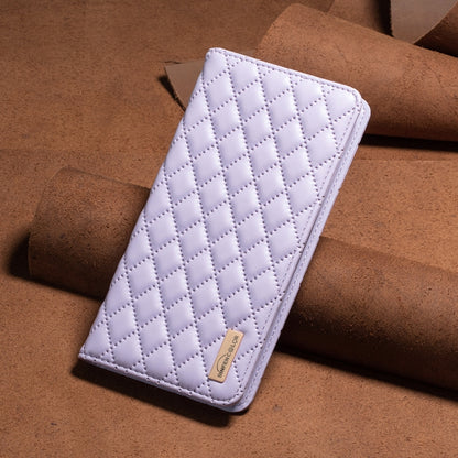 For iPhone 16 Plus Diamond Lattice Magnetic Leather Flip Phone Case(Purple) - iPhone 16 Plus Cases by buy2fix | Online Shopping UK | buy2fix